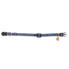 Navy Chequered Cat Collar